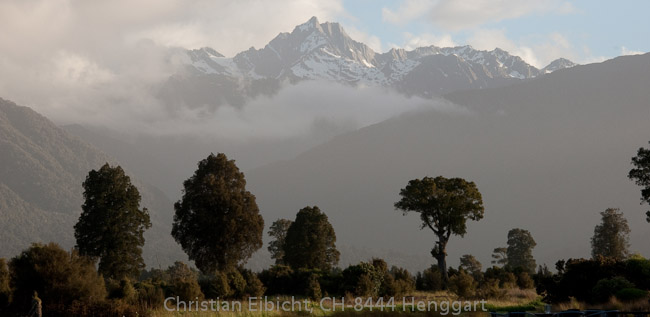 Blick ins Mount Cook Massiv auf der Südinsel.