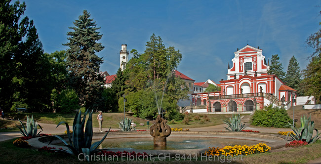 Parkanlage zwischen Schloss und Kirche von Duchcov